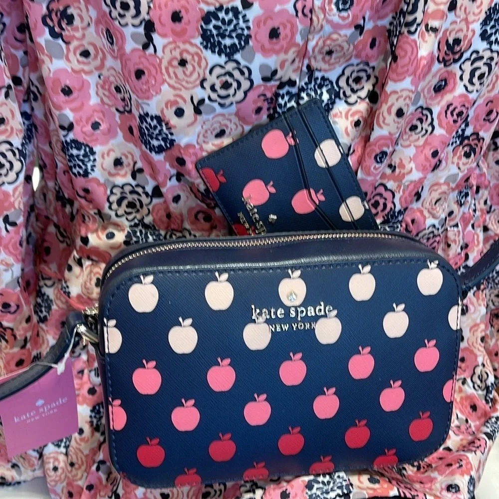 Kate Spade Staci Mini Camera Bag & Staci Small Slim Card Holder Orchard Degrade